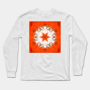 Mosaic Mandala Orange and White Long Sleeve T-Shirt